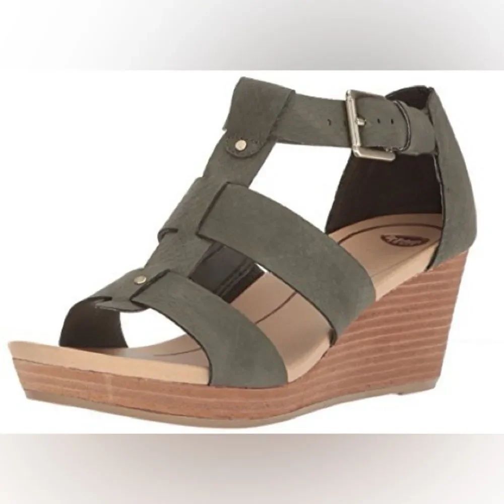 Dr. Scholl's Women’s Wedge Barton Green Snake Pattern Sandals Size